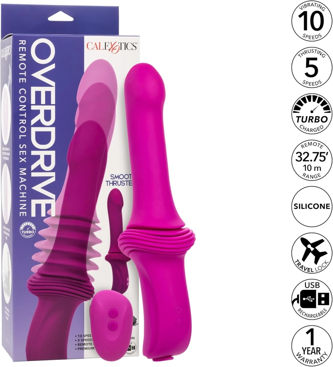 Vibrator Overdrive  Smooth Thruster, Remote Control, Silicon, USB, Roz, 29.2 cm, #3, Erotic24.ro