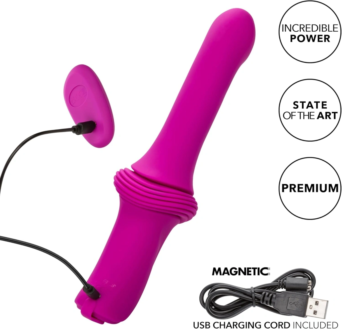 Vibrator Overdrive  Smooth Thruster, Remote Control, Silicon, USB, Roz, 29.2 cm, #4, Erotic24.ro