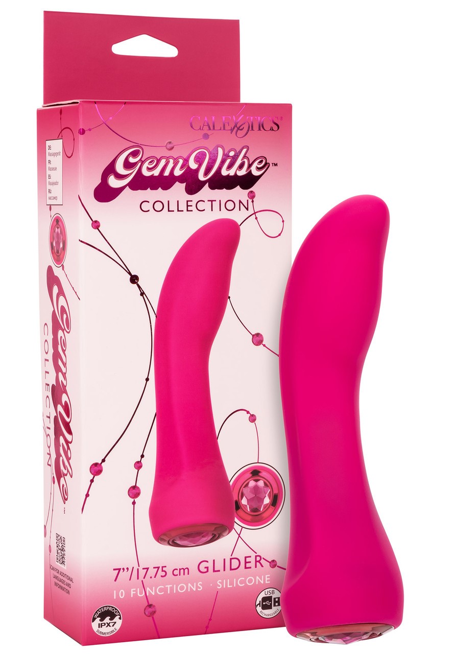 Vibrator Gem Vibe Glider, 10 Moduri Vibratii, Functie Memorie, Silicon, USB, Fuchsia, 17.7 cm, #8, Erotic24.ro