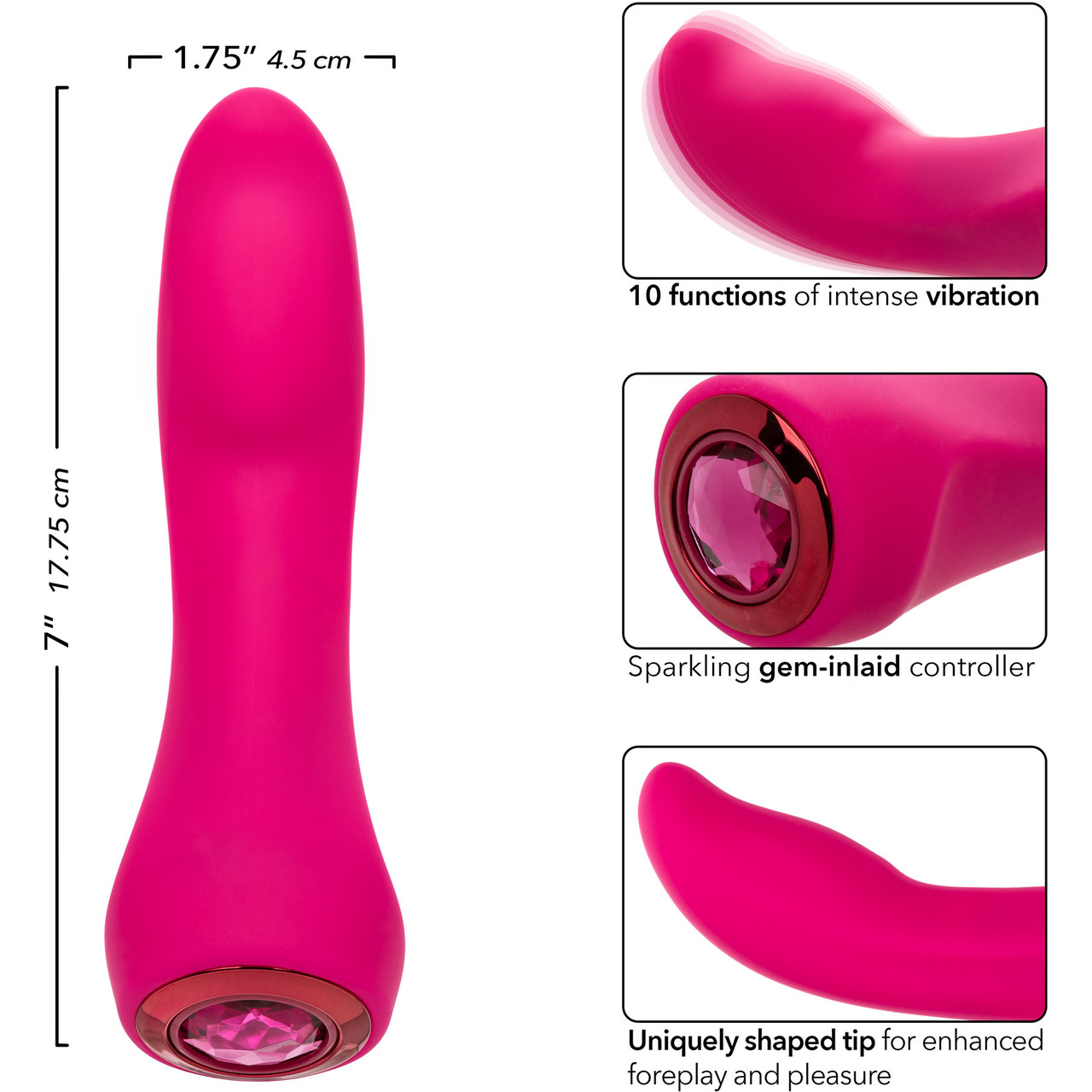 Vibrator Gem Vibe Glider, 10 Moduri Vibratii, Functie Memorie, Silicon, USB, Fuchsia, 17.7 cm, #6, Erotic24.ro