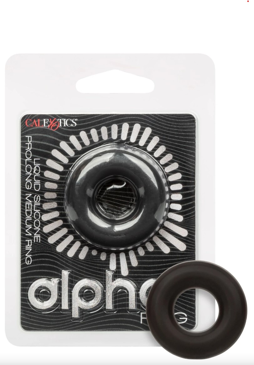 Inel Penis Alpha Prolong Medium, Silicon Lichid, Negru, Nr. 6, Erotic24.ro