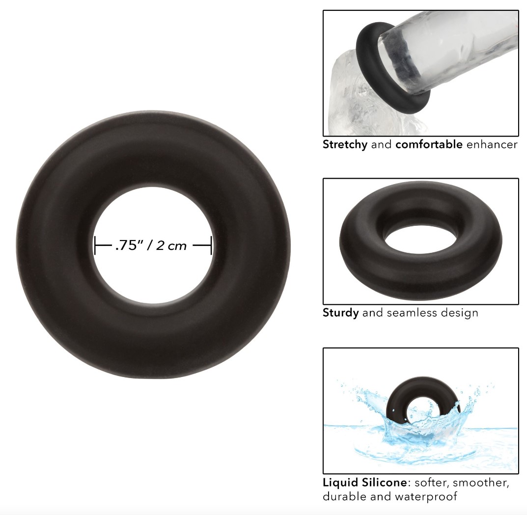 Inel Penis Alpha Prolong Medium, Silicon Lichid, Negru, Nr. 5, Erotic24.ro