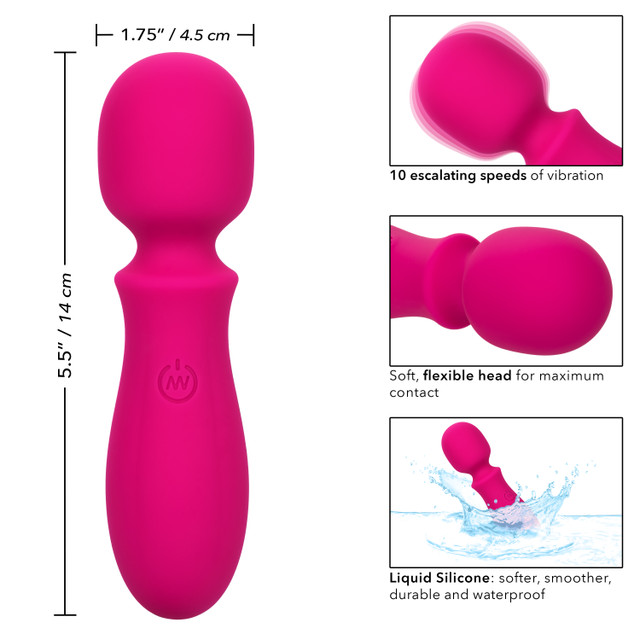 Vibrator Mini Wand Bliss, 10 Viteze Vibratii, Silicon Lichid, USB, Roz, 14 cm, #6, Erotic24.ro