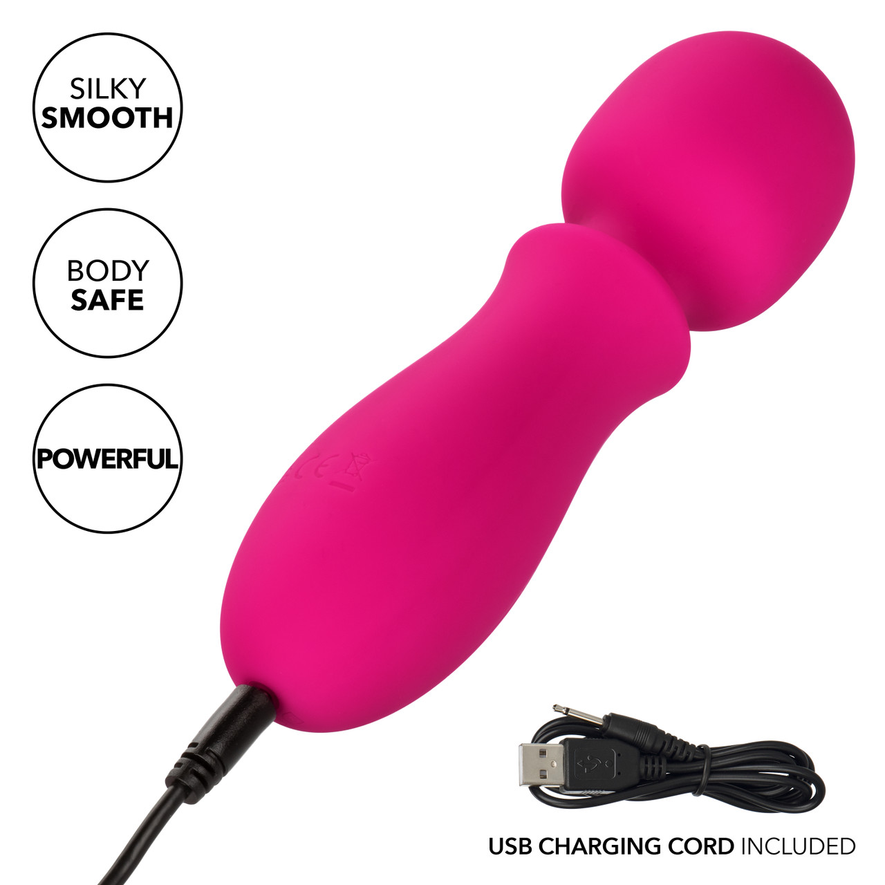 Vibrator Mini Wand Bliss, 10 Viteze Vibratii, Silicon Lichid, USB, Roz, 14 cm, #5, Erotic24.ro