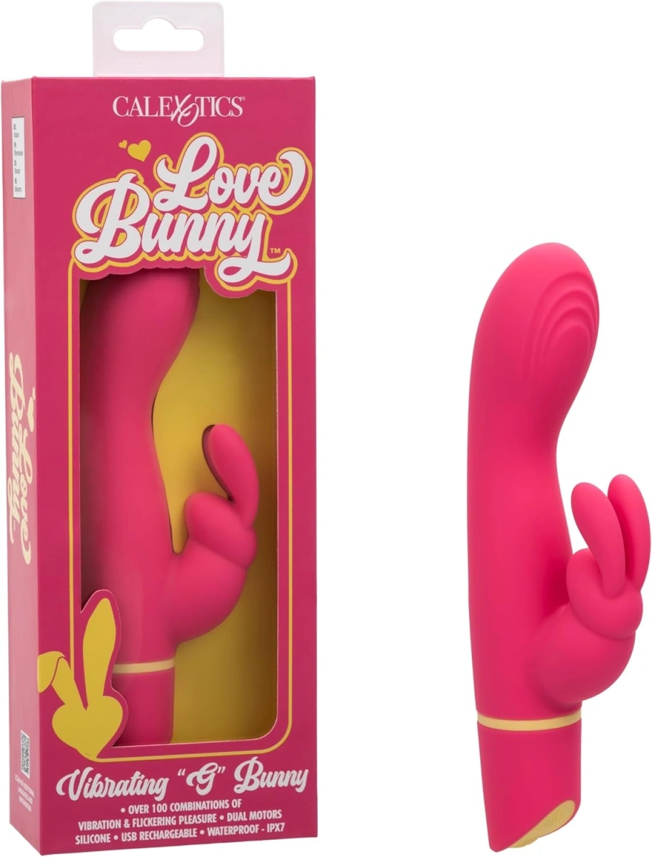 Vibrator Love Bunny Vibrating G, 12 Moduri Vibratii, Silicon, USB, Roz, 19 cm, Nr. 2, Erotic24.ro