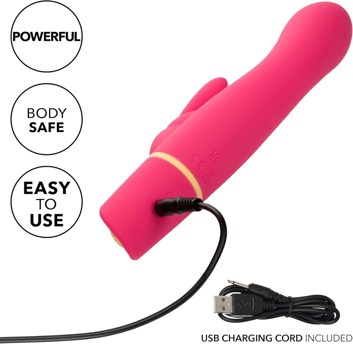 Vibrator Love Bunny Vibrating G, 12 Moduri Vibratii, Silicon, USB, Roz, 19 cm, Nr. 5, Erotic24.ro