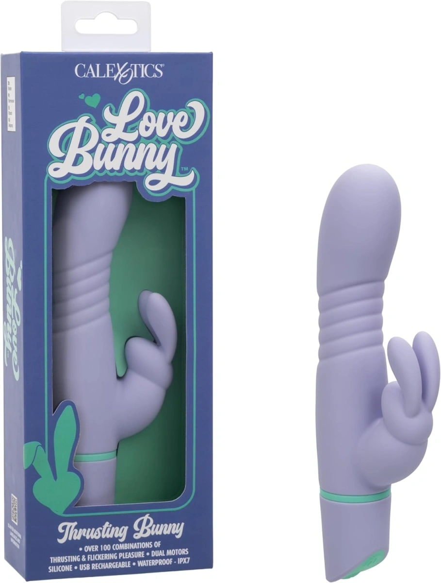 Vibrator Love Bunny, 12 Moduri Impingere, 12 Moduri Vibratii, Silicon, USB, Mov, 19 cm, Nr. 5, Erotic24.ro
