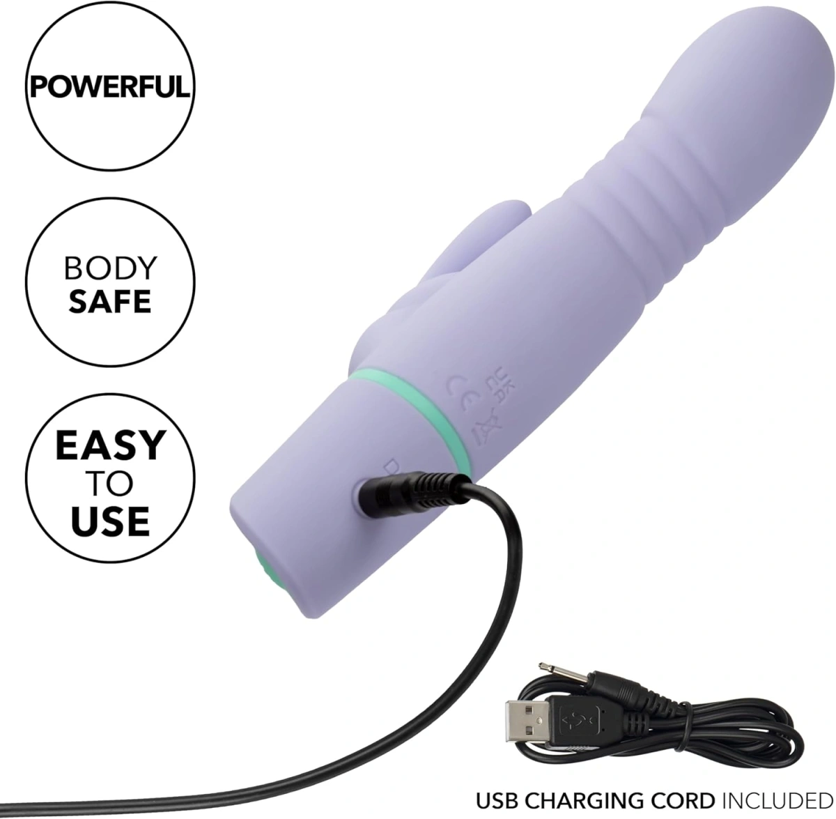 Vibrator Love Bunny, 12 Moduri Impingere, 12 Moduri Vibratii, Silicon, USB, Mov, 19 cm, Nr. 3, Erotic24.ro