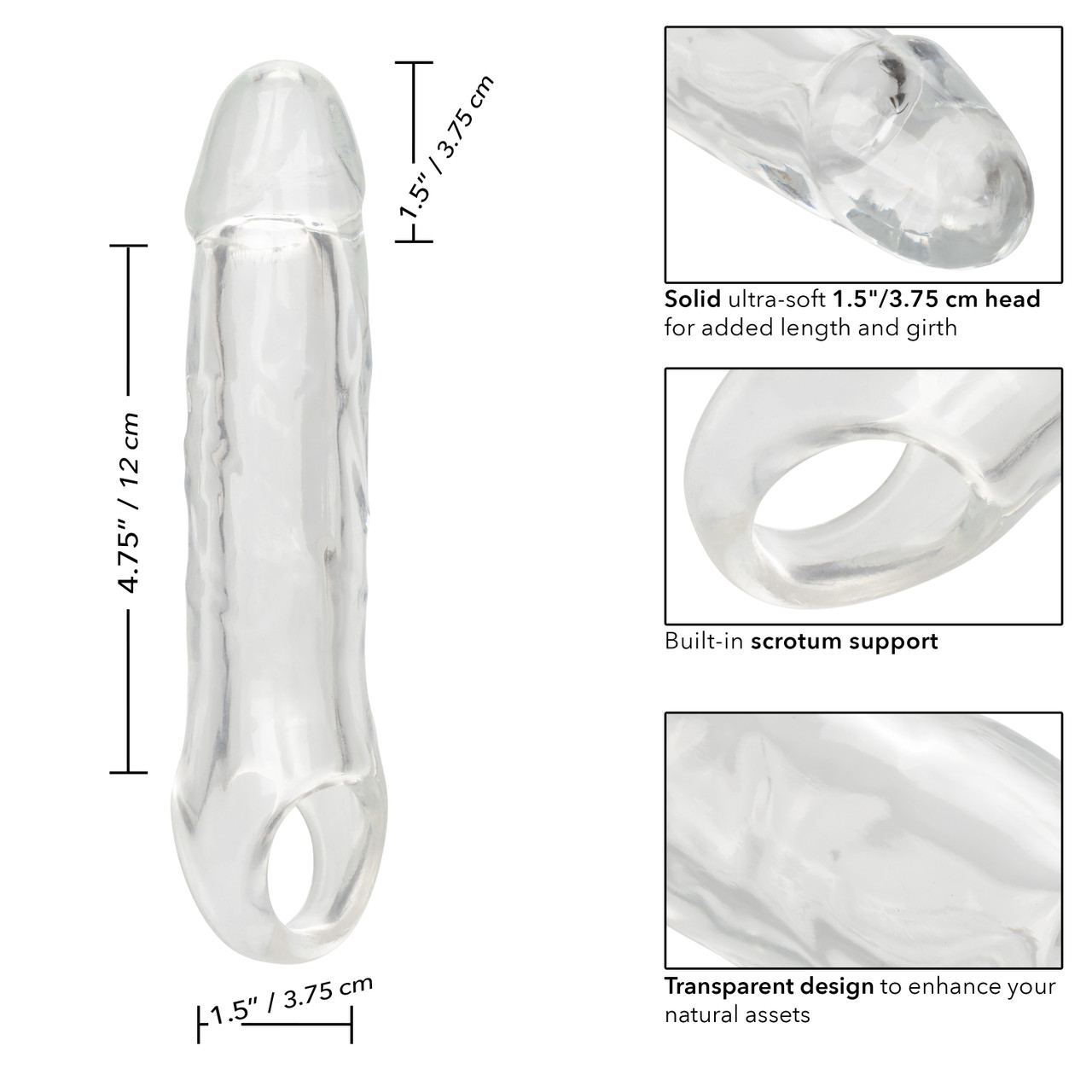 Prelungitor Penis Performance Maxx +3.75 cm, TPE, Transparent, #6, Erotic24.ro