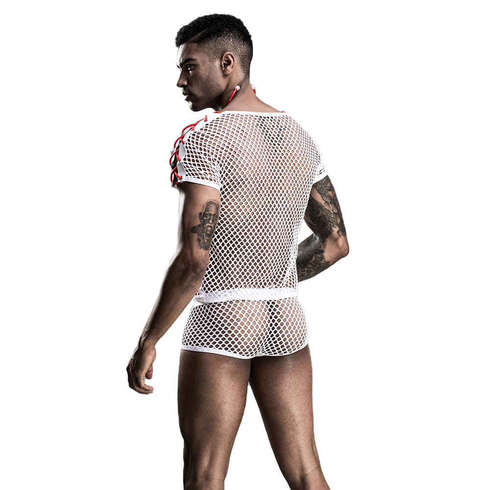 Costum Asistent Sexy 4 Piese Alb/Rosu S/L, #3, Erotic24.ro