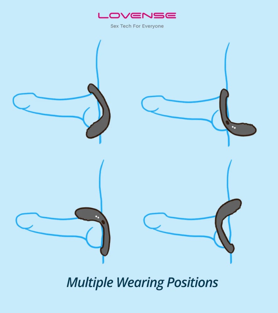 Inel de Penis Lovense Diamo, Bluetooth Control, Free App, Silicon, Negru, #4, Erotic24.ro