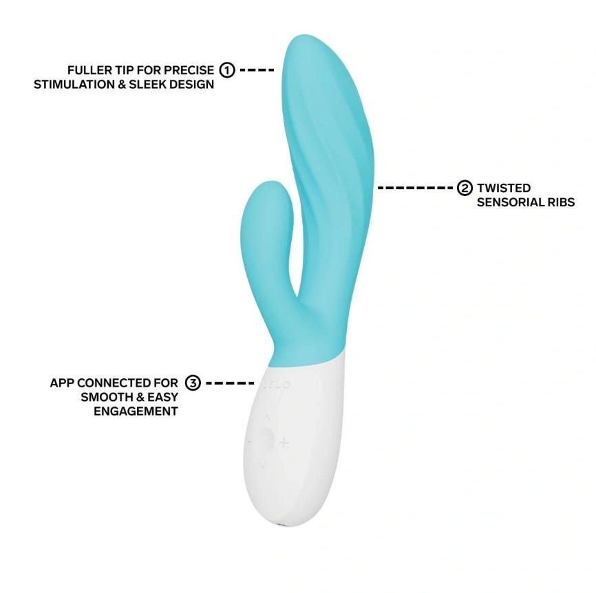 Vibrator Lelo INA Twist, Control Aplicatie Mobila, Silicon, USB, Albastru Deschis, 19.5 cm, #2, Erotic24.ro