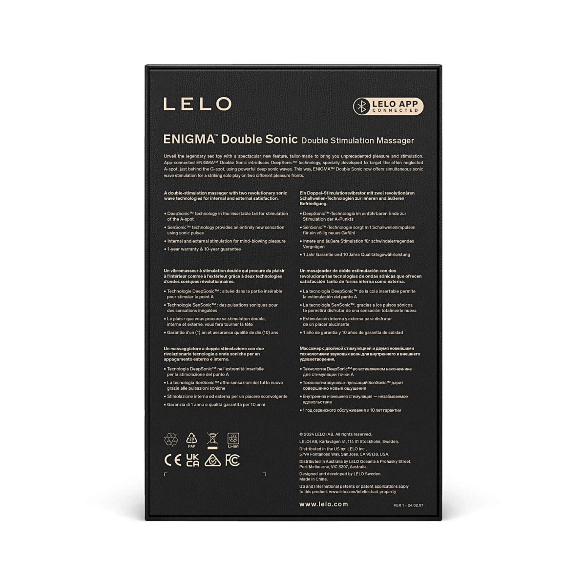 Stimulator Lelo ENIGMA Double Sonic, Aplicatie Mobila Lelo Connect, Silicon, USB, Negru, #7, Erotic24.ro