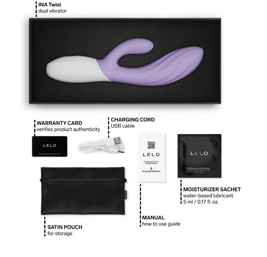 Vibrator Lelo INA Twist, Control Aplicatie Mobila, Silicon, USB, Mov Deschis, 19.5 cm, Nr. 6, Erotic24.ro