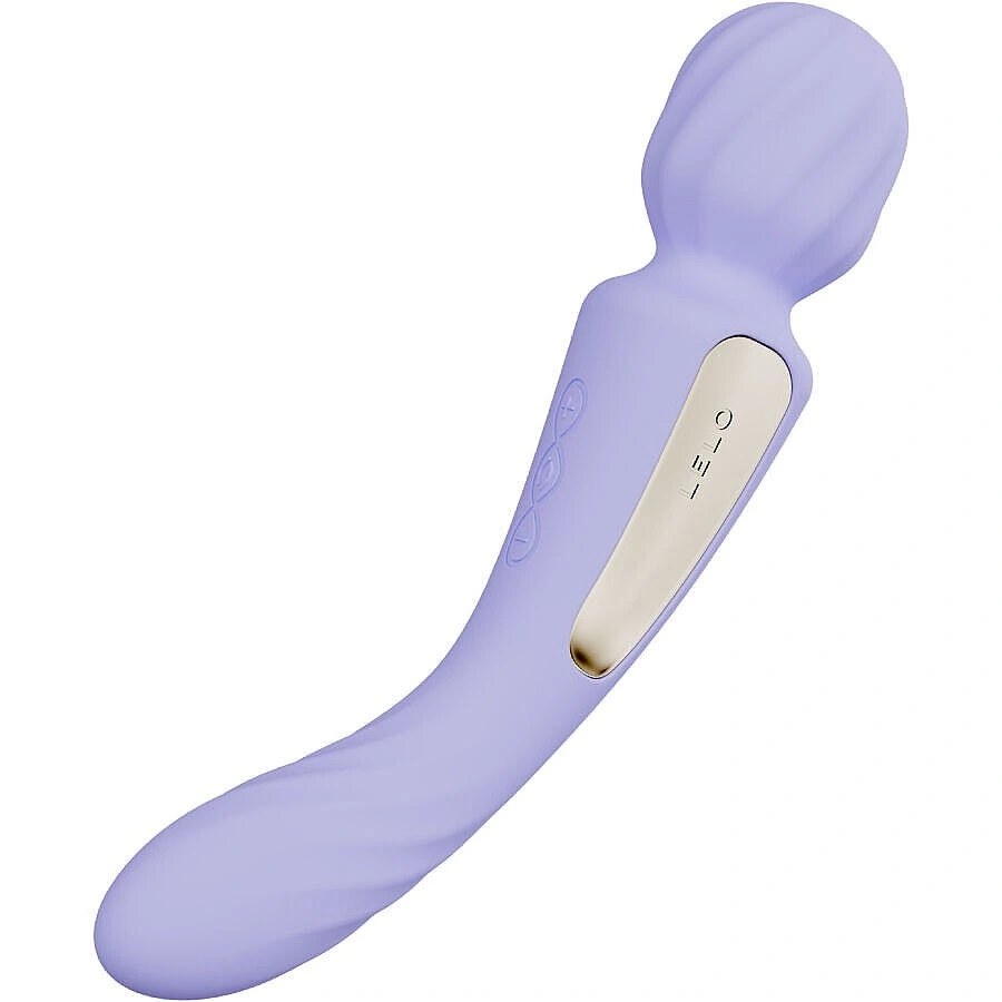 Vibrator Double-Ended Wand SWITCH, Aplicatie Mobila Lelo Connect, Silicon, USB, Mov, 21.7 cm, #2, Erotic24.ro