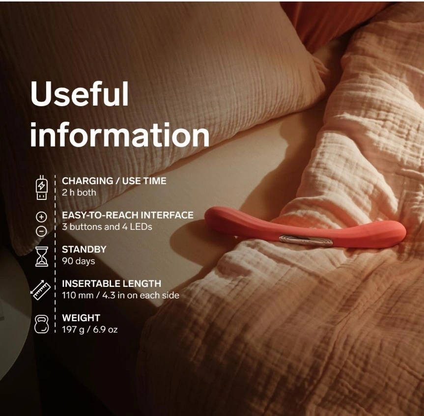 Vibrator Dublu Lelo BOOMERANG, Control Aplicatie Mobila, Silicon, USB, Rosu, 28.1 cm, Nr. 10, Erotic24.ro