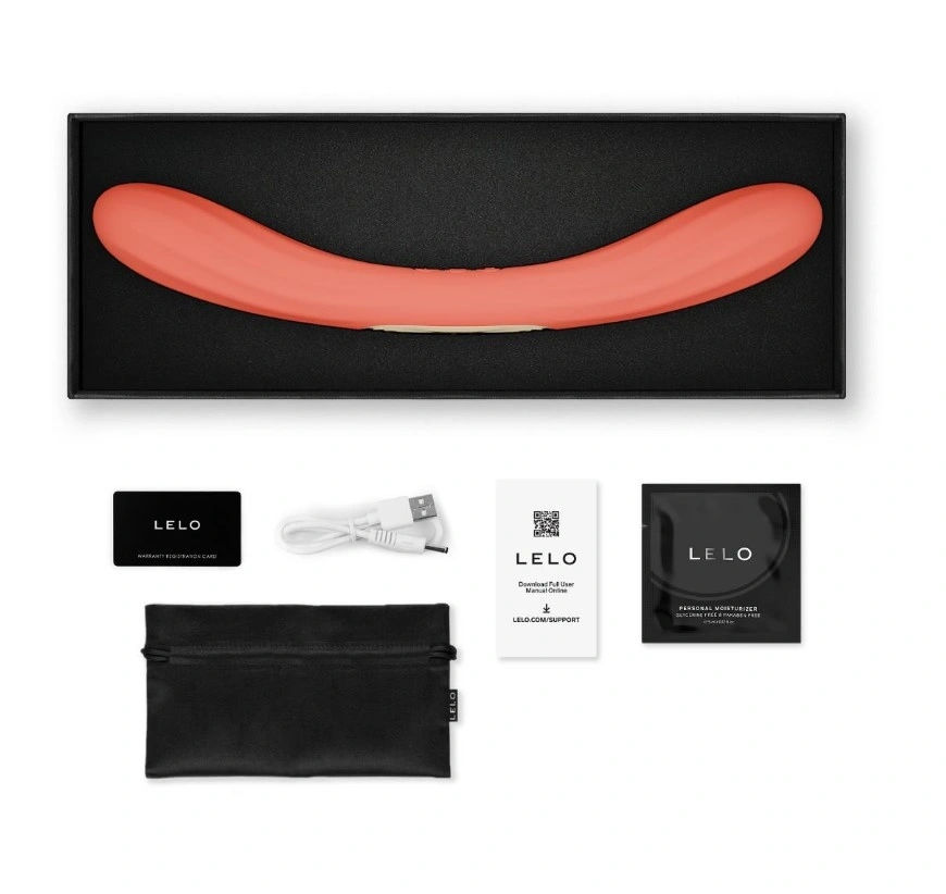 Vibrator Dublu Lelo BOOMERANG, Control Aplicatie Mobila, Silicon, USB, Rosu, 28.1 cm, Nr. 11, Erotic24.ro