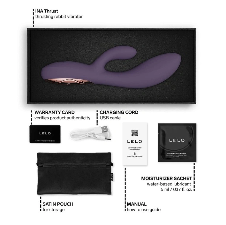 Vibrator Lelo INA Thrust, Control Aplicatie Mobila, Silicon, USB, Mov, 19.5 cm, Nr. 9, Erotic24.ro