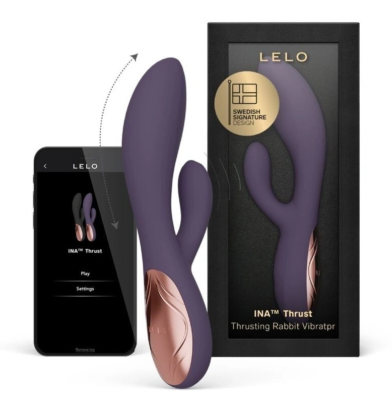 Vibrator Lelo INA Thrust, Control Aplicatie Mobila, Silicon, USB, Mov, 19.5 cm, Nr. 1, Erotic24.ro