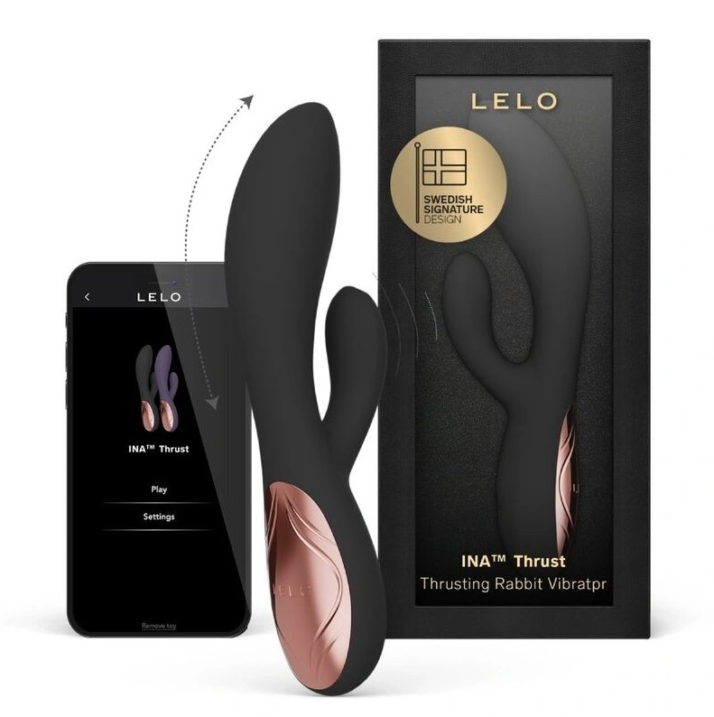 Vibrator Lelo INA Thrust, Control Aplicatie Mobila, Silicon, USB, Negru, 19.5 cm, Nr. 1, Erotic24.ro