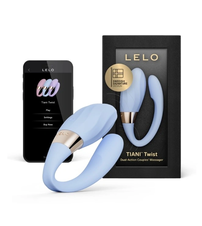 Vibrator Cuplu Lelo TIANI Twist, Control Aplicatie Mobila, Silicon, USB, Albastru deschis, Nr. 2, Erotic24.ro