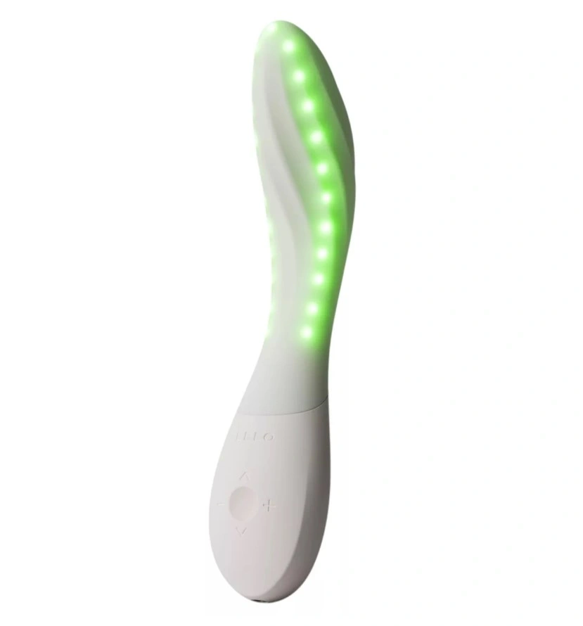 Vibrator Lelo MONA Spectra cu Lumina LED, Control Aplicatie Mobila, Silicon, USB, Alb, 19.5 cm, Nr. 5, Erotic24.ro