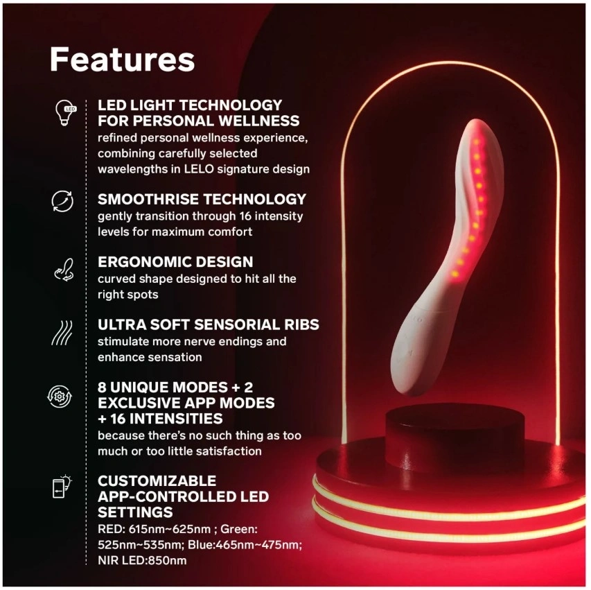 Vibrator Lelo MONA Spectra cu Lumina LED, Control Aplicatie Mobila, Silicon, USB, Alb, 19.5 cm, Nr. 10, Erotic24.ro