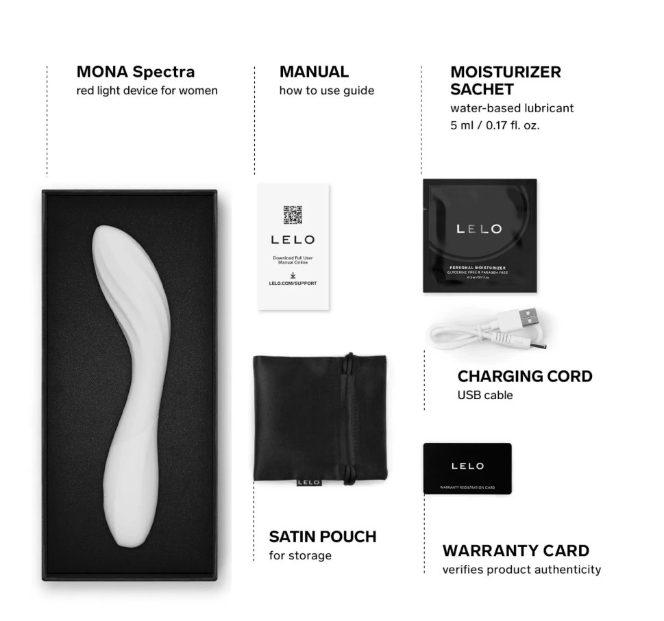 Vibrator Lelo MONA Spectra cu Lumina LED, Control Aplicatie Mobila, Silicon, USB, Alb, 19.5 cm, Nr. 11, Erotic24.ro