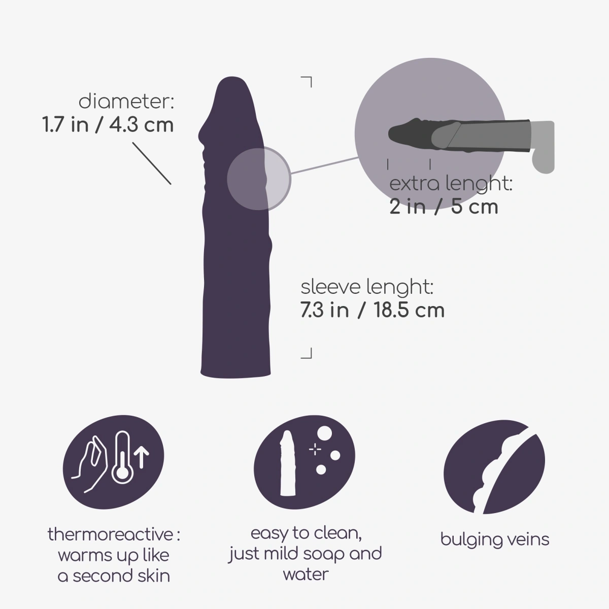 Prelungitor Penis Crushious The Macho +5 cm, TPE, Natural, 18.5 cm, #7, Erotic24.ro