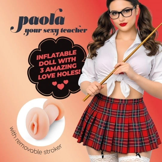 Papusa Gonflabila Crushious Paola The Teacher cu Masturbator, 3 Puncte de Penetrare, 1.55 m, #1, Erotic24.ro