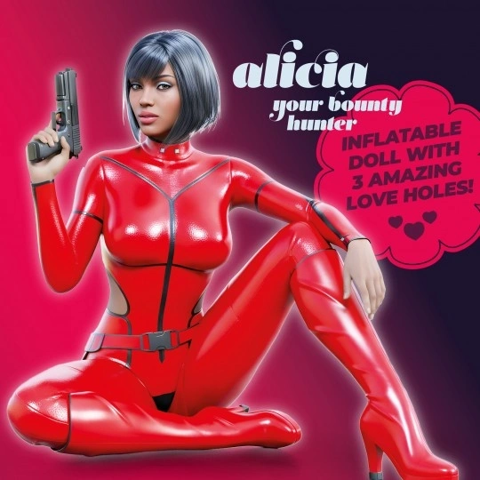 Papusa Gonflabila Crushious Alicia The Bounty Hunter Bruneta, 3 Puncte de Penetrare, 1.55 m, #1, Erotic24.ro