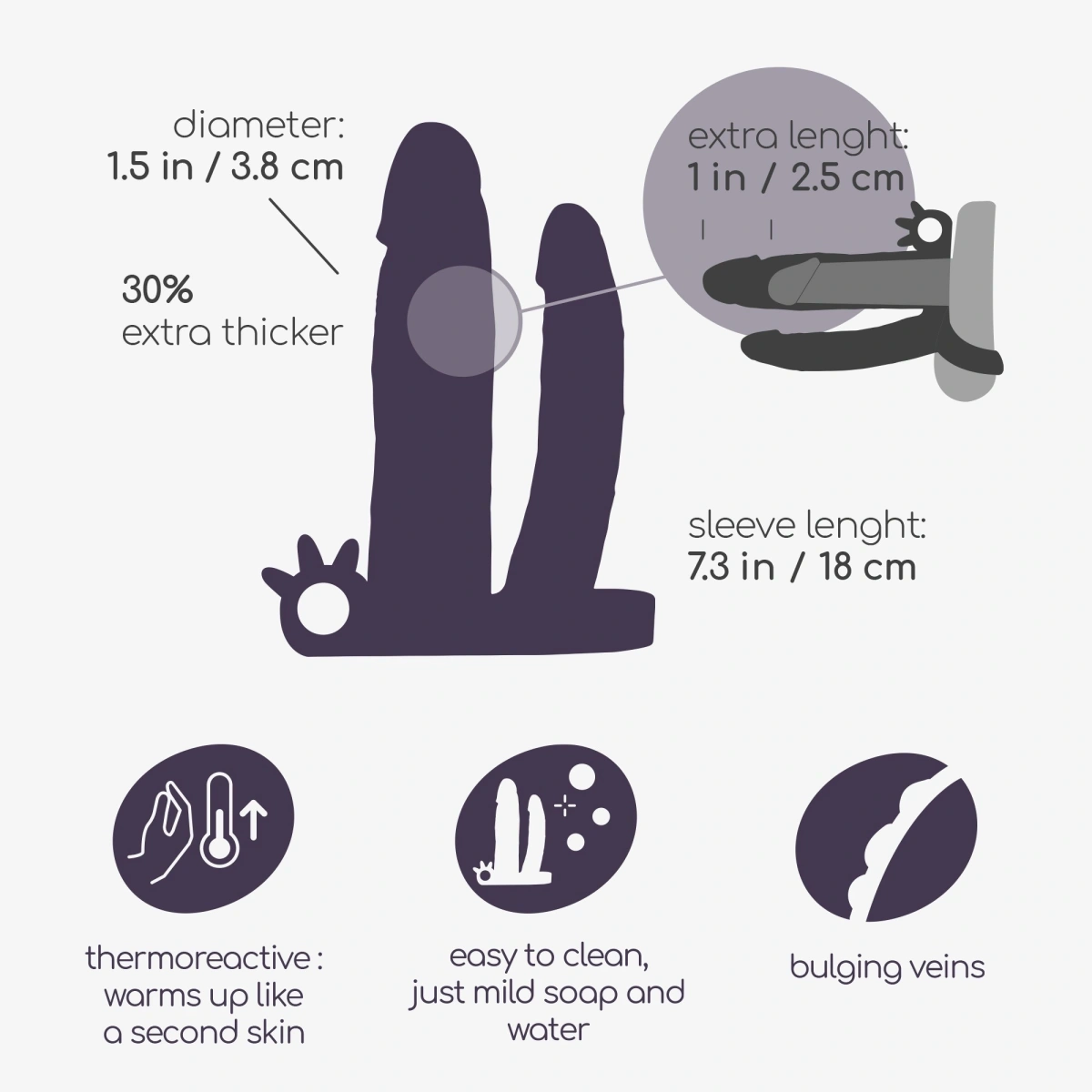 Prelungitor Dublu de Penis Crushious General Dickobi cu Vibratii, TPE, Natural, 18 cm, Nr. 8, Erotic24.ro