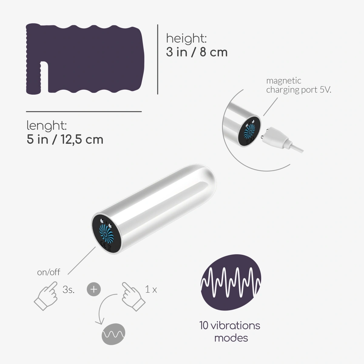 Masturbator Crushious Nautilus cu Glont Vibrator, 10 Moduri Vibratii, TPE, USB, Alb, Nr. 10, Erotic24.ro