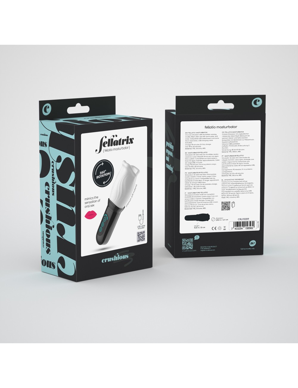 Stimulator Rotativ Barbati Fellatrix, 3 Viteze, 4 Moduri, Alb/Negru, Nr. 8, Erotic24.ro