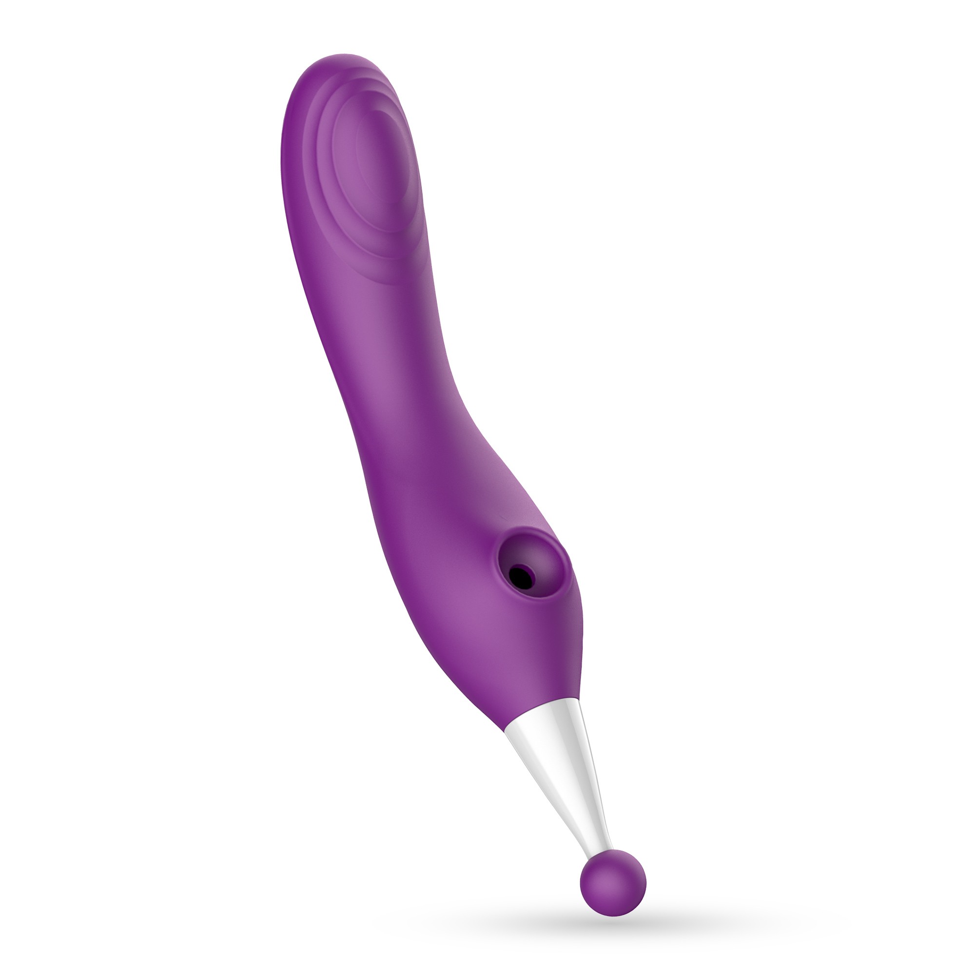 Stimulator Triplu Trinity, 10 Moduri Vibratii, 3 Moduri Suctiune, Silicon, USB, Mov, 18.3 cm, #4, Erotic24.ro