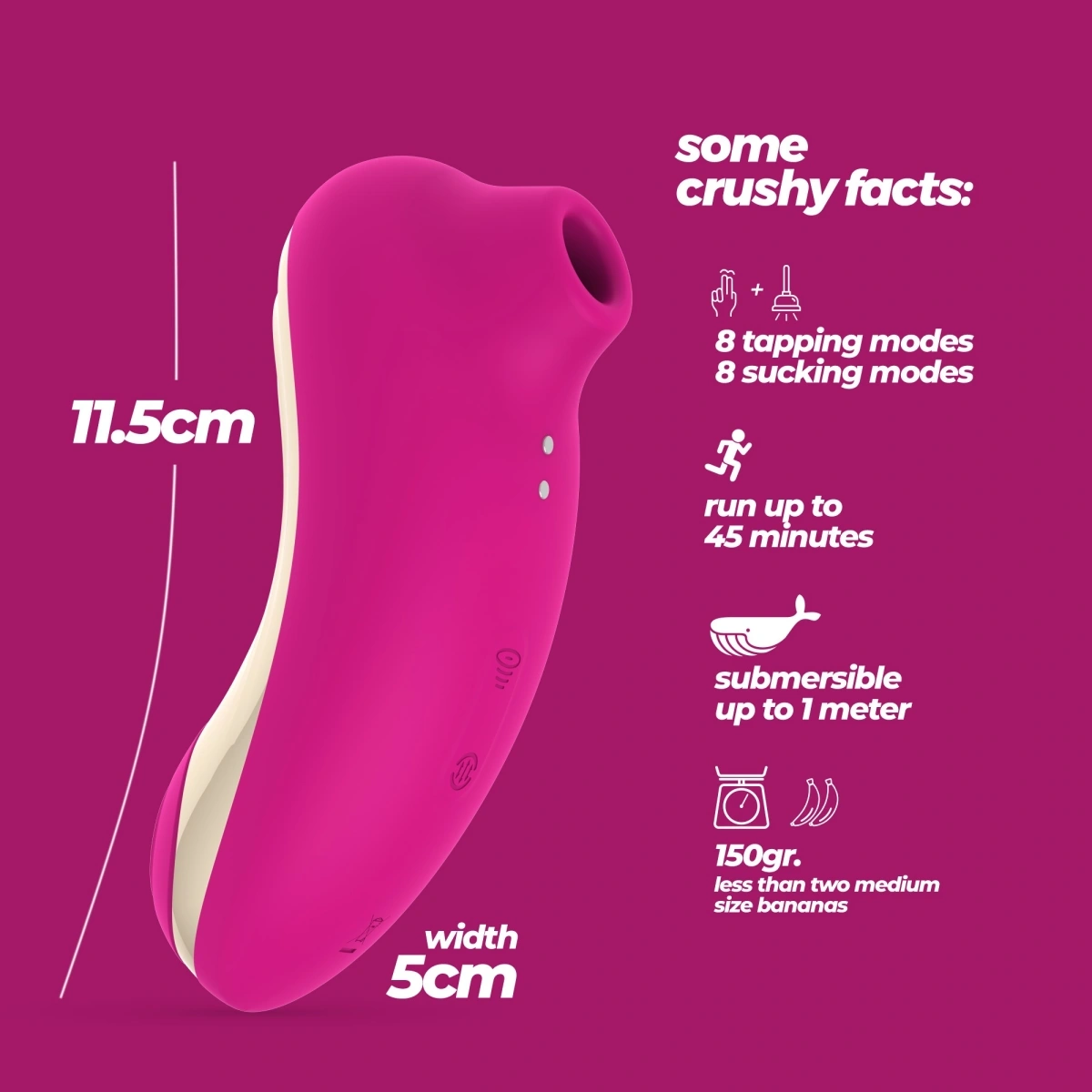 Stimulator Crushious 2 in 1 Supernova, 8 Moduri Tapare, 8 Moduri Suctiune, Silicon, USB, Roz, Nr. 10, Erotic24.ro