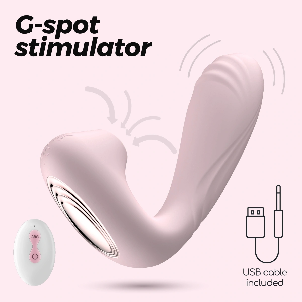 Stimulator Crushious Pookie, Remote Control, 10 Moduri Vibratii, 10 Moduri Suctiune, Silicon, USB, Roz, 12.5 cm, #10, Erotic24.ro