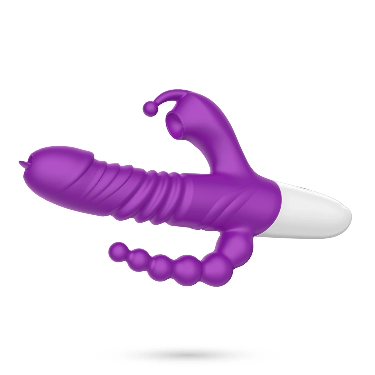 Vibrator Triplu Crushious Wrangler, Functii de Vibratii, Impingere, Suctiune, Silicon, USB, Mov, 23 cm, #6, Erotic24.ro