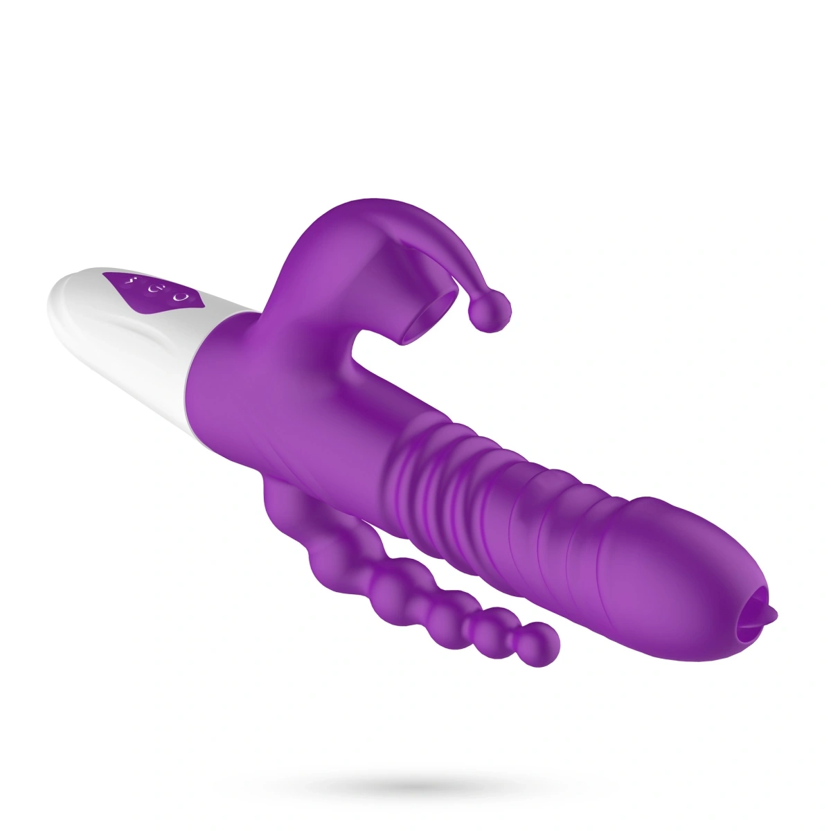 Vibrator Triplu Crushious Wrangler, Functii de Vibratii, Impingere, Suctiune, Silicon, USB, Mov, 23 cm, #5, Erotic24.ro