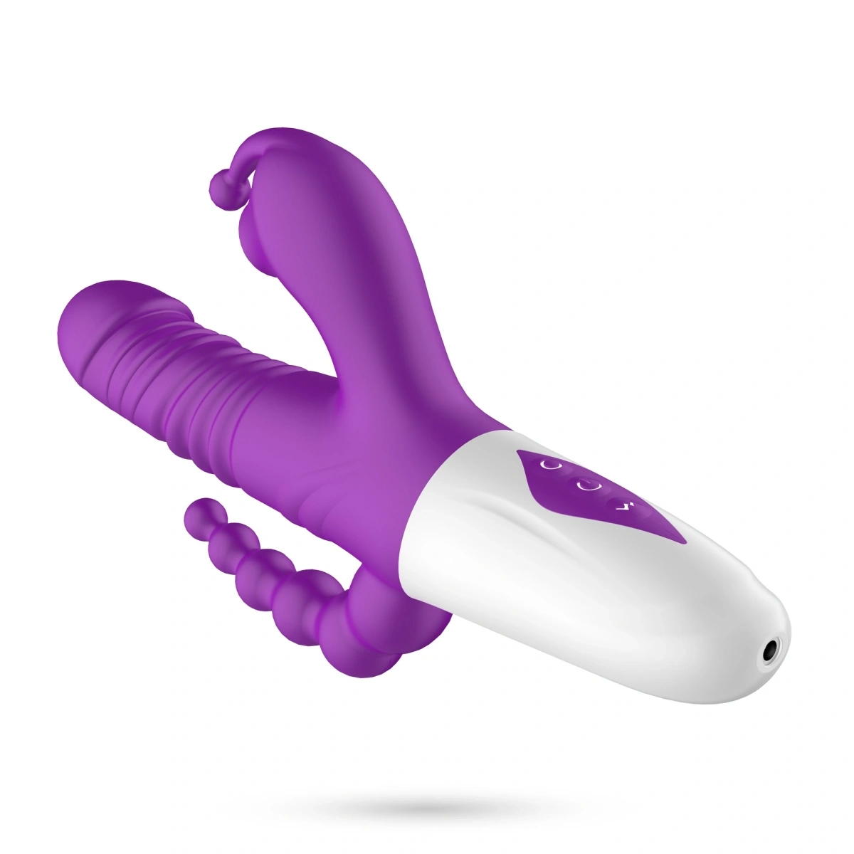 Vibrator Triplu Crushious Wrangler, Functii de Vibratii, Impingere, Suctiune, Silicon, USB, Mov, 23 cm, #2, Erotic24.ro