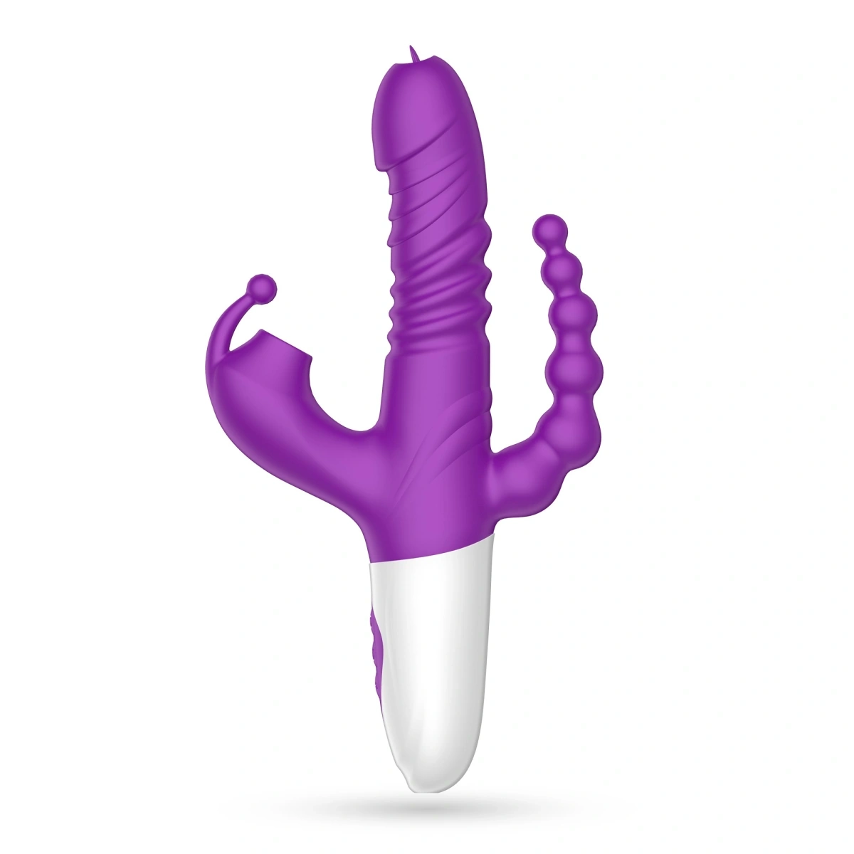 Vibrator Triplu Crushious Wrangler, Functii de Vibratii, Impingere, Suctiune, Silicon, USB, Mov, 23 cm, #3, Erotic24.ro