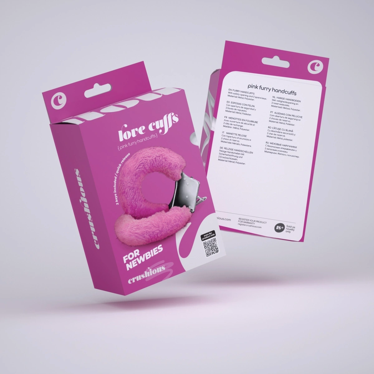 Catuse cu Plus Love Cuffs pentru Maini, Roz, Nr. 4, Erotic24.ro