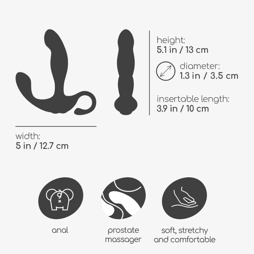 Stimulator Prostata Crushious Loki, Remote Control, 20 Functii Stimulatoare, Silicon, USB, Negru, 13 cm, #10, Erotic24.ro