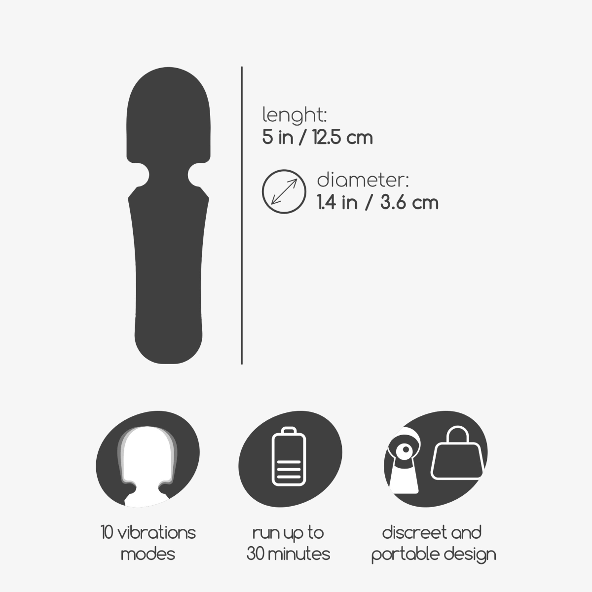 Vibrator Crushious Wanda Mini Wand, 10 Moduri Vibratii, Silicon, USB, Rosu, 12.5 cm, #7, Erotic24.ro