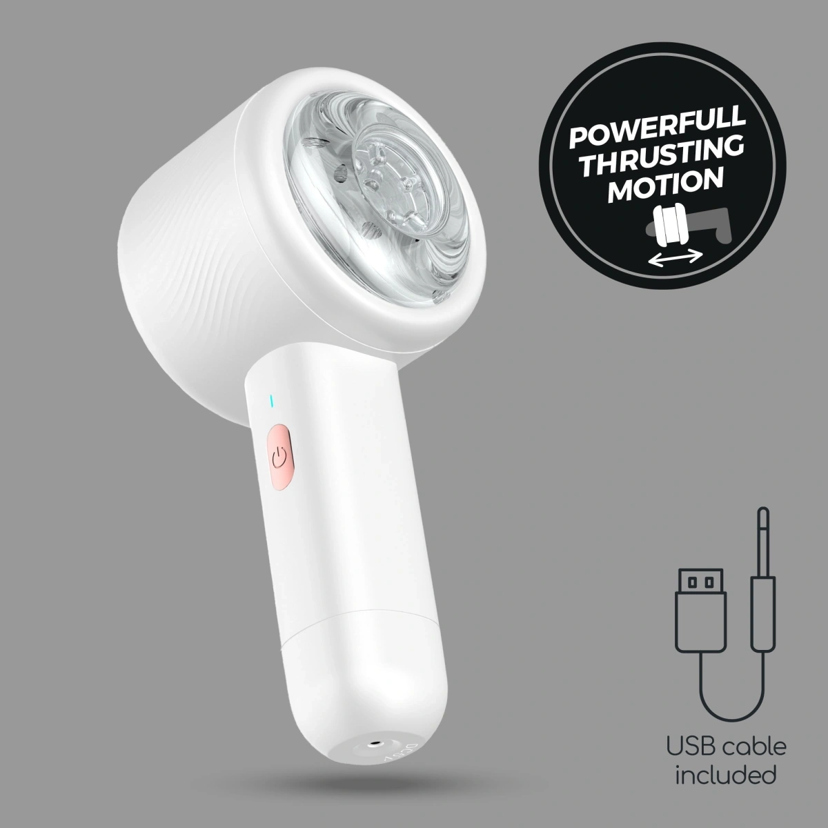 Masturbator Crushious Magnetus, Functie de Glisare, TPE si ABS, USB, Alb, #8, Erotic24.ro