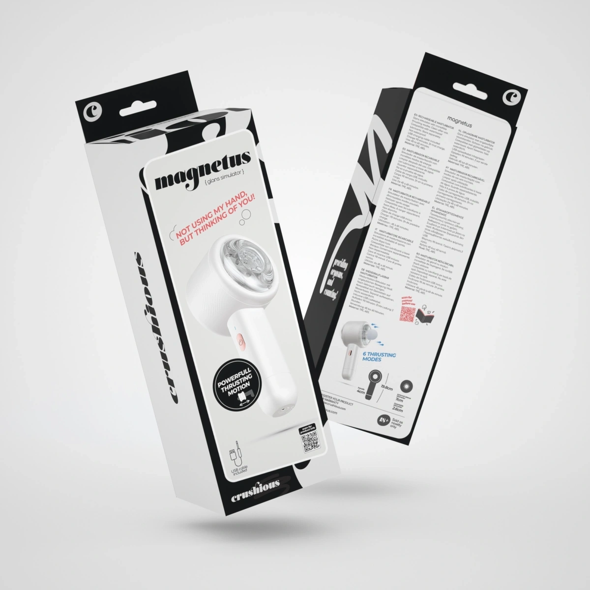 Masturbator Crushious Magnetus, Functie de Glisare, TPE si ABS, USB, Alb, #9, Erotic24.ro