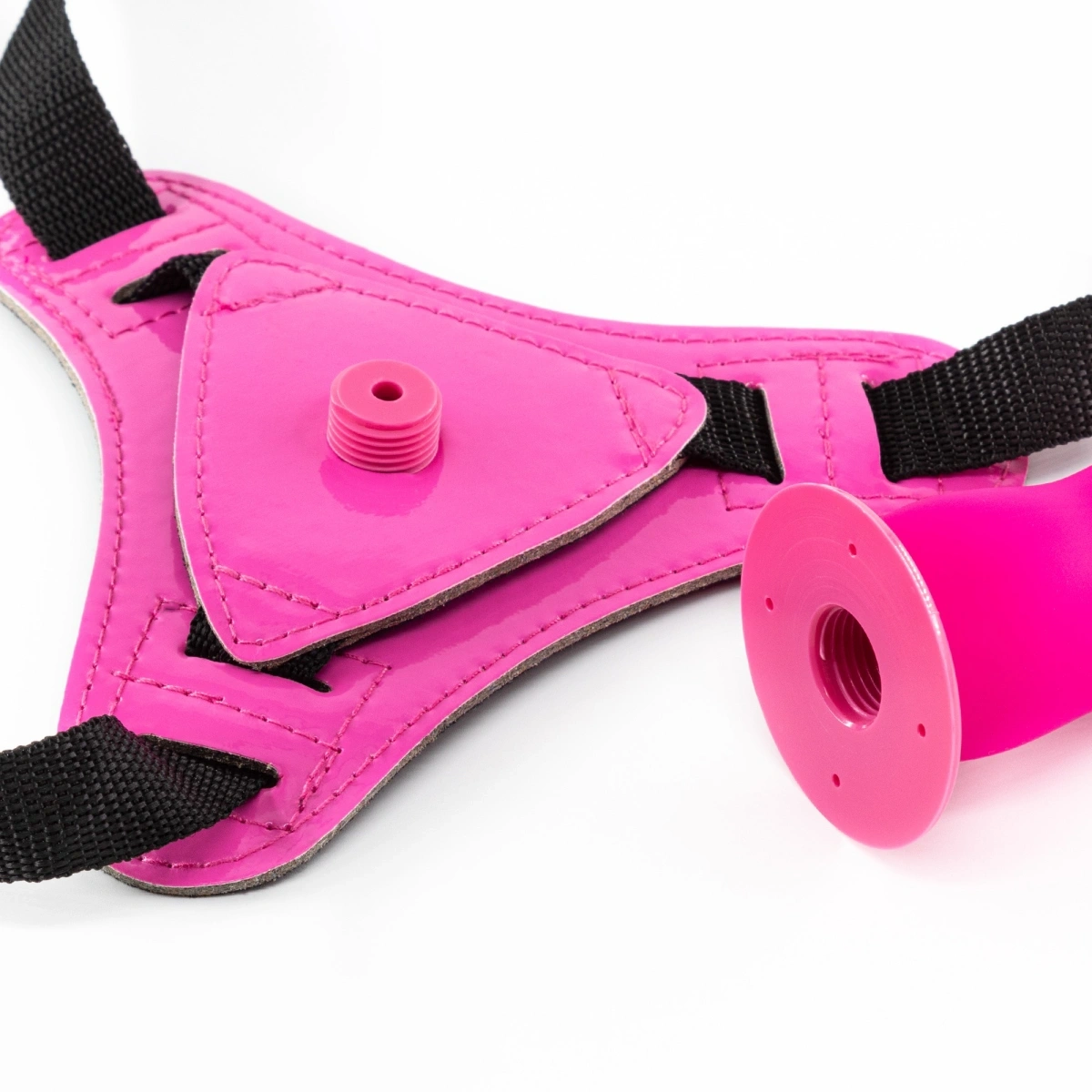 Strap-On Crushious Snapper, Dildo din Silicon, Roz, 12.5 cm, #6, Erotic24.ro