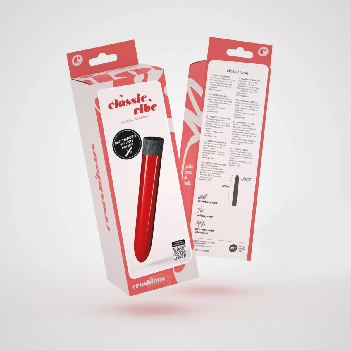 Vibrator Crushious Multispeed Classic Vibe, Rosu, 17.5 cm, #7, Erotic24.ro
