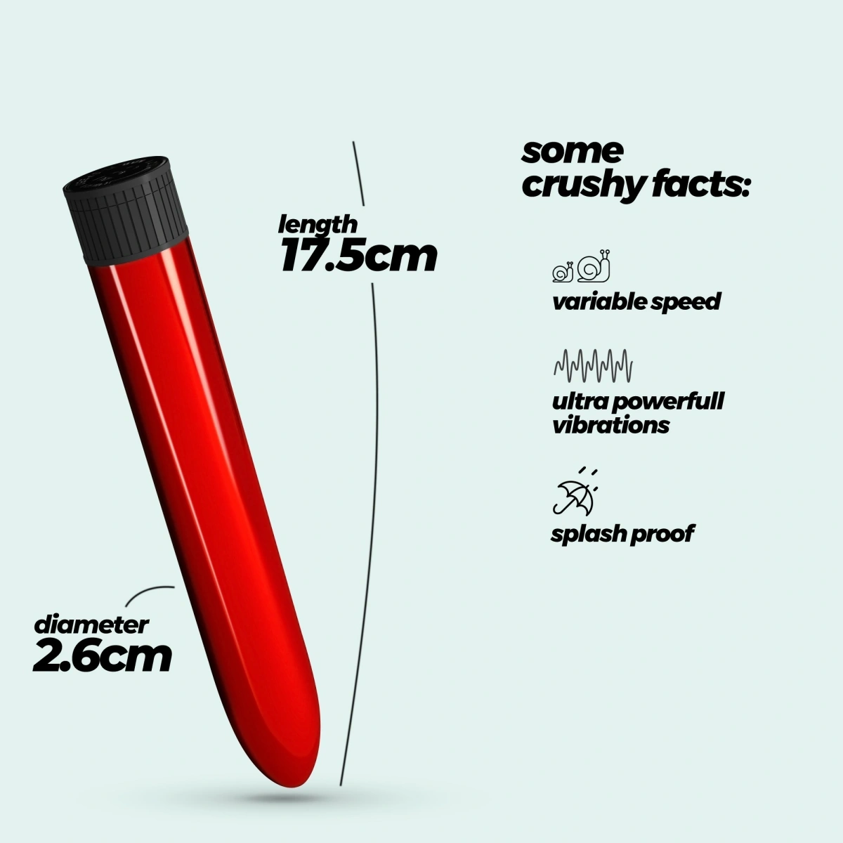 Vibrator Crushious Multispeed Classic Vibe, Rosu, 17.5 cm, #5, Erotic24.ro