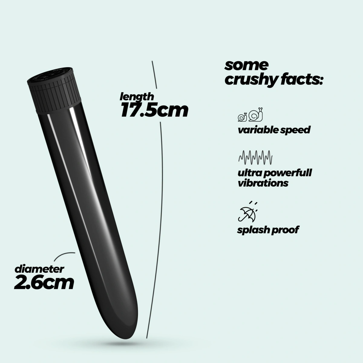 Vibrator Crushious Multispeed Classic Vibe, Negru, 17.5 cm, #5, Erotic24.ro
